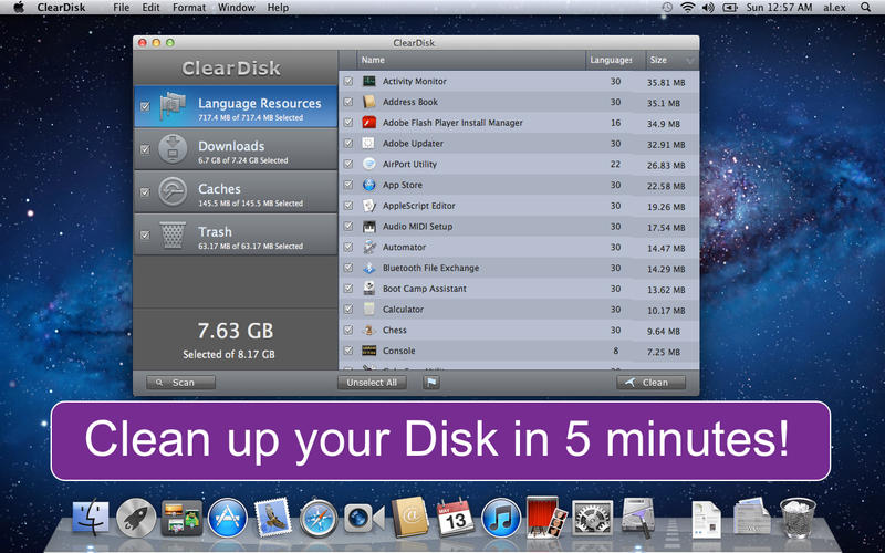 ClearDisk 2.6  Remove unnecessary system files which clog up the disk space