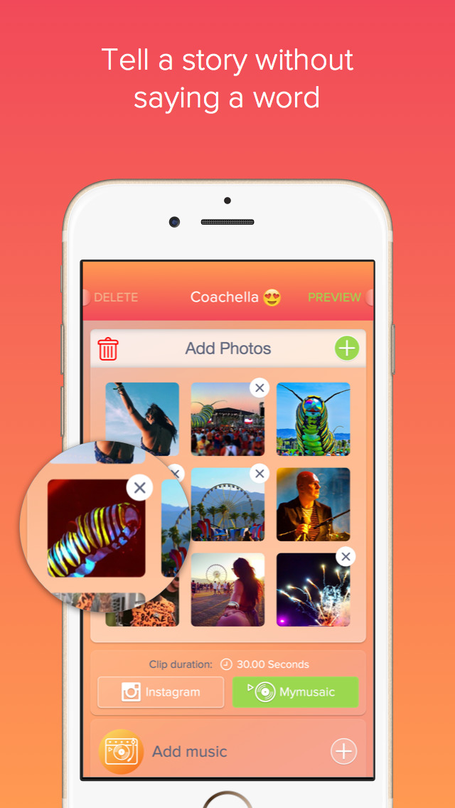 MYMUSAIC - Picture video maker for Instagram. Create slideshows with your pics & music.